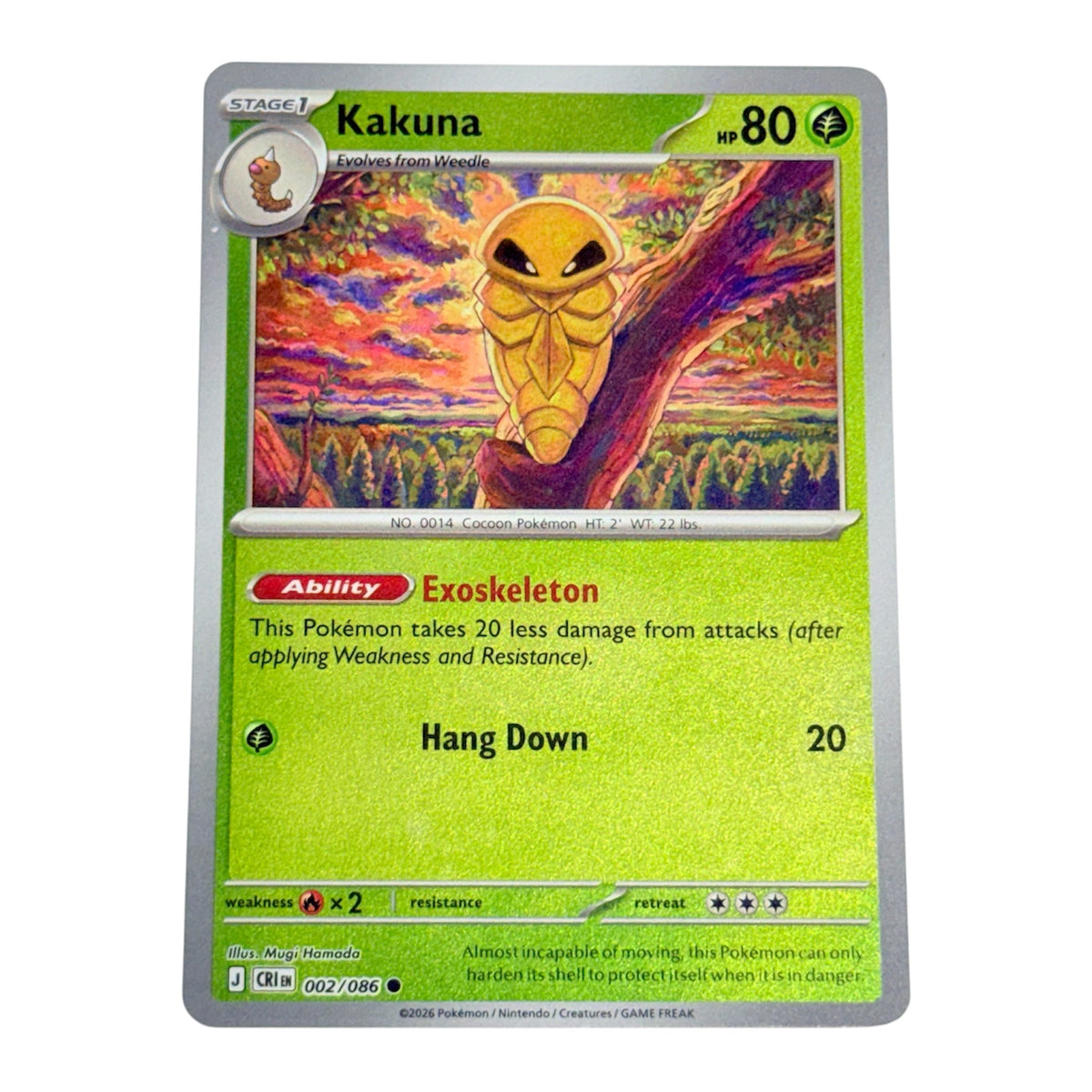 pokemon kakuna card 2026 Chaos Rising Common 002/086 Glazing Type:Regular Palkia Pokemon Card Rx2 / None / Ho-oh ex 7 -