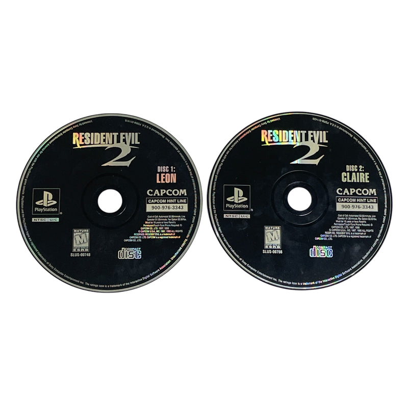 Resident Evil 2 Disc 1 Leon & Disc 2 Claire Sony Playstation 1 PS1 Video Game