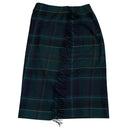 Talbots Womens Green Plaid Wool Fringe Wrap Midi Skirt