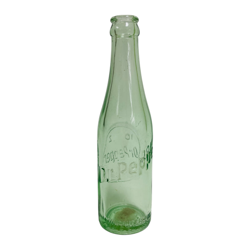 Dr Pepper 10 2 4 Clock Greenville SC Embossed Green 6 oz Empty Glass