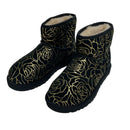 UGG Australia UGGpure Classic Mini Metallic Gold Rose Flower 100% Wool Lining Ankle Boots