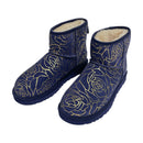 UGG Australia UGGpure Classic Mini Metallic Gold Rose Flower 100% Wool Lining Ankle Boots