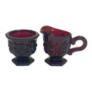 Avon 1876 Cape Cod Collection Ruby Red Creamer Pitcher & Sugar Bowl Set