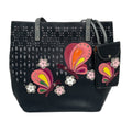 Sharif Perforated Collage Butterfly Shopper Tote Purse w/ Wristlet