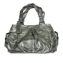 B. Makowsky Leopard Lining Leather Silver Crocodile Purse Handbag Bag A203085