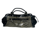 Madi Claire MC Grey Black Alligator Leather Purse Handbag Shoulder Bag