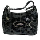 Madi Claire MC Black Alligator Tassle Zipper Leather Purse Handbag Shoulder Bag