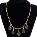 Sarah Coventry Ember Tears 1975 Amber Green Lucite Drops Gold Toned Necklace
