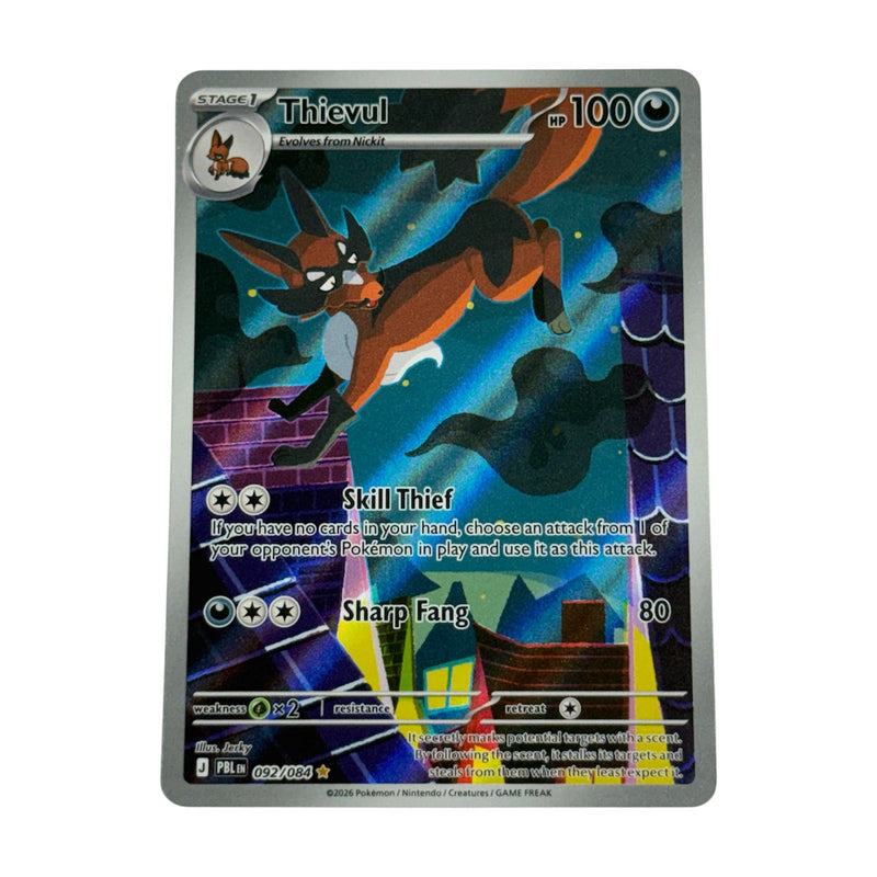 thievul pokemon card price 2026 Pitch Black Illustration Rare 092/084 Grade:Raw What type of card Roaring Moon Collector Card and have your opponent