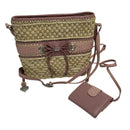 Brighton Wicker Woven Straw Rattan Pink Tan Purse Bag w/ Wristlet