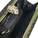 Kenneth Jay Lane Rhinestone Leopard Head Clasp Satin Black Evening Crossbody Clutch Purse