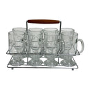 Princess House Heritage Etched Crystal Glass Footed Irish Coffee Mug Set w/ Carrier