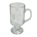 Princess House Heritage Etched Crystal Glass Footed Irish Coffee Mug Set w/ Carrier