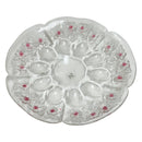 Mikasa Pink Flowers Floral Wather Crystal Deviled Eggs 12.5" Plate Platter