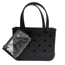Bogg Non-Slip Waterproof Rubber Onyx Black Leopard Accessory Bitty Tote Bag w/ Pouch