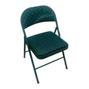 (6) Green Metal Frame Patern Fabric Padded Cushion Folding Chairs