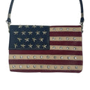 American Bling United States Red White Blue Flag Studded Crossbody Purse Bag