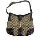 Coach Signature Monogram Canvas Leather Hobo Shoulder Purse Handbag D07769-11058