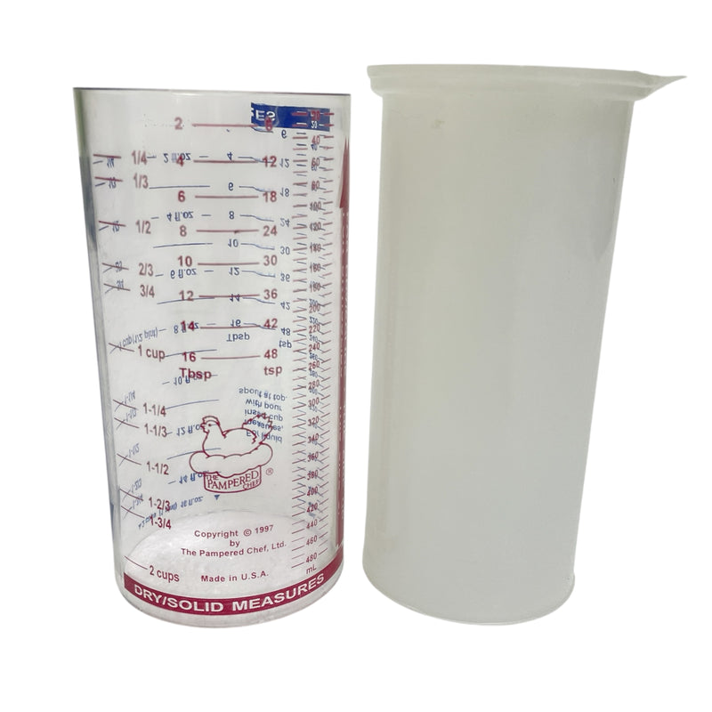 The Pampered Chef 1997 Measure All 2 Cup Liquid / Dry / Solid Plastic Measuring Tube