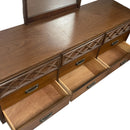 Bassett Furniture Tavern Walnut Brown MCM Full Bed Chest Dresser Bedroom Set