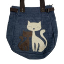 Kaukkos Canvas Furry Kitty Cat Purse Handbag Tote Bag