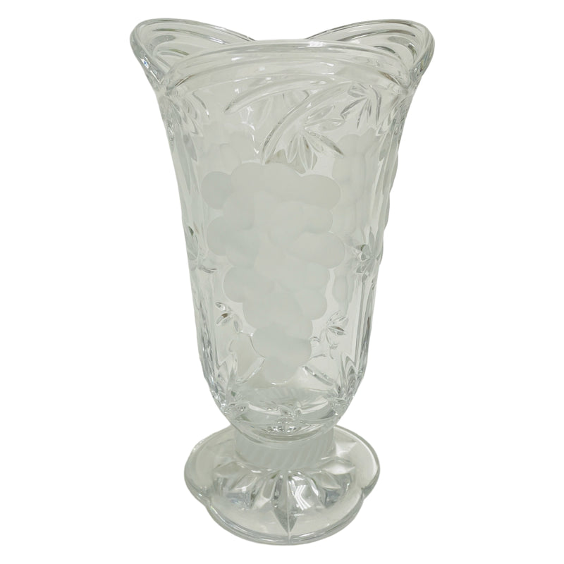 Block Hand Crafted 24% Full Lead Crystal Tuscan Frosted Grapes Savannah 10" Vase L55320
