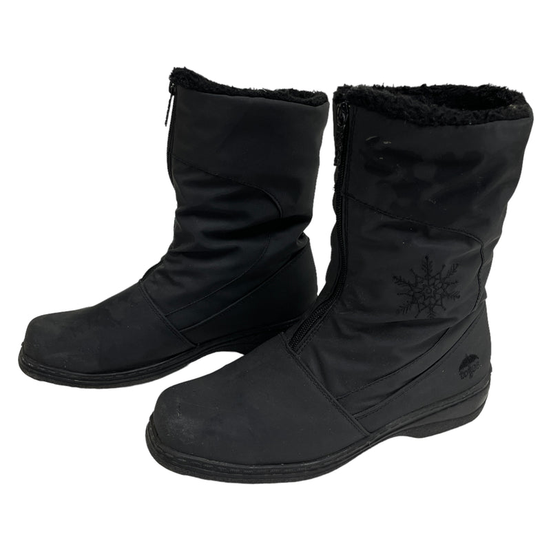 Totes Womens Snowflake Luna Black Fur Lined Zip Front Waterproof Boots