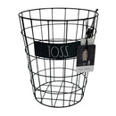 Rae Dunn "Toss" Black Metal Wire Trash Can Waste Basket