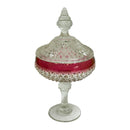 Indian Glass Kings Crown Ruby Flash Diamond Point 12" Pedestal Compote Candy Dish