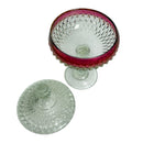 Indian Glass Kings Crown Ruby Flash Diamond Point 12" Pedestal Compote Candy Dish