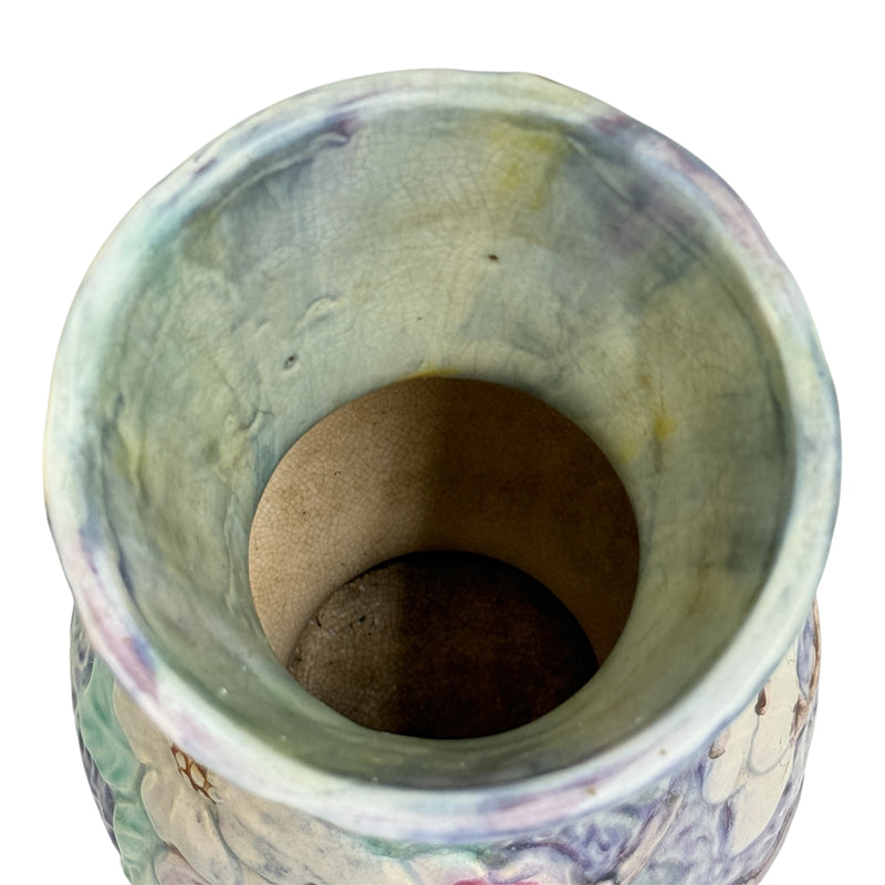 Weller Ware Silvertone 1920s Pottery Art Ceramic Pastel Hand Painted 10.5" Floral Flower Vase