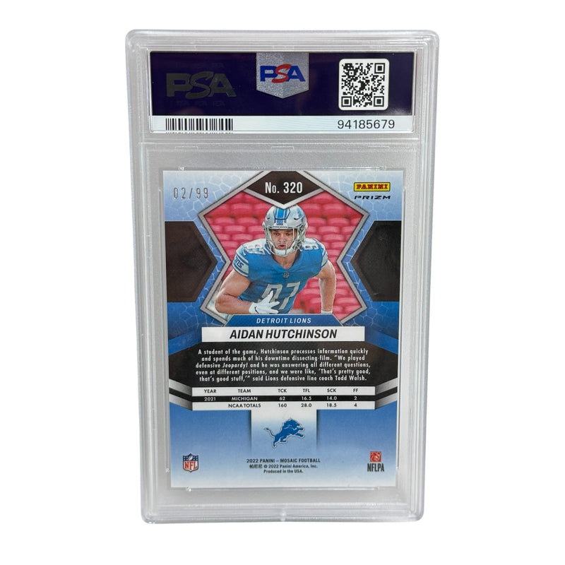 Aidan Hutchinson Detroit Lions 2022 Panini Blue Mosaic 2/99 Football Rookie Card
