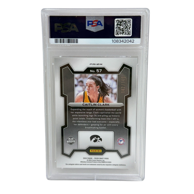 Caitlin Clark 2024 Panini Prizm Draft Picks Purple Ice /149 Rookie Basketball Card