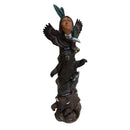Native American Indian Eagle Bear Wolf Buffalo 24.5" Ceramic Totem Pole Statue