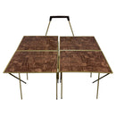 Faux Parquet Wood Brown MCM Metal Frame TV Tray Tables & Rolling Stand 5 pc Set