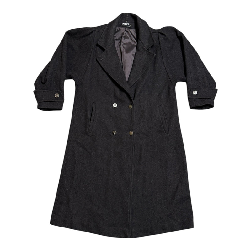 Jofeld Dartmouth Womens Long Black Wool Trench Pea Coat
