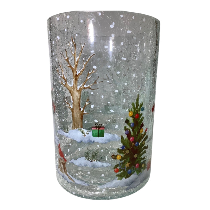 Yankee Candle Crackle Glass Snowman Christmas 7" Jar Holder J/H