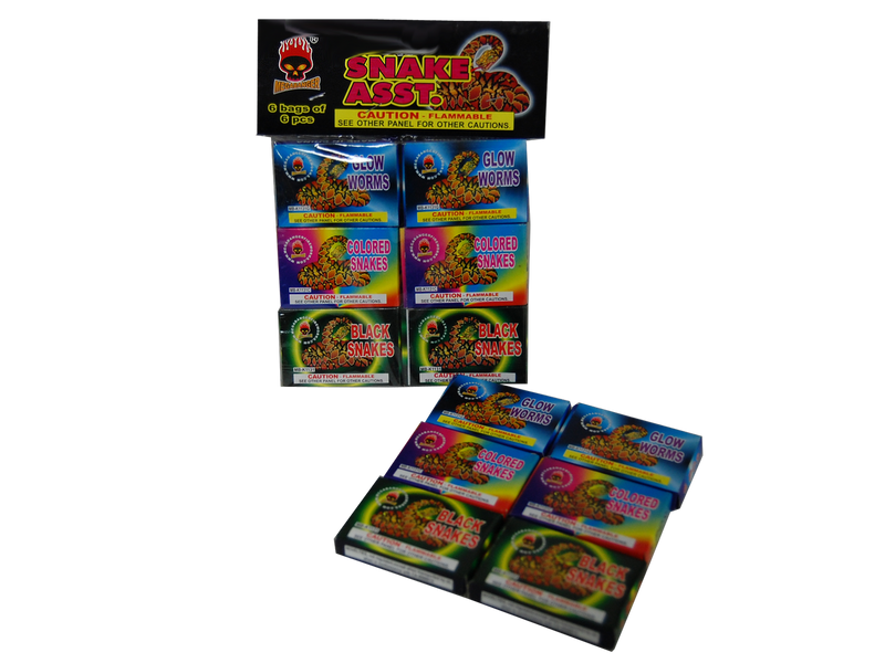 (6) Big Fireworks Colored Snake Packs