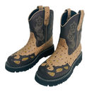 Roper Womens Ostrich Print Floral Flowers Studded Leather Western Cowboy Boots