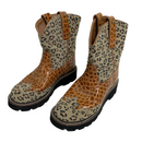 Ariat 4LR Fatbaby Womens Brown Croc & Leopard Print Western Cowboy Boots