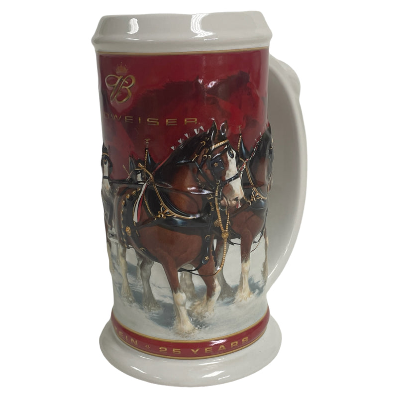 Budweiser 2004 Celebrating 25 Years Of Clydesdale Holiday Anniversary Stein Mug