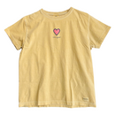 Life Is Good Single Pink Heart Womens Yellow Short Sleeve T-Shirt