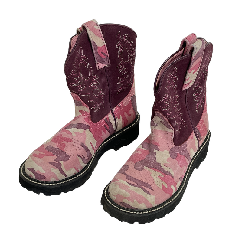 Ariat 4LR Fatbaby Womens Camo Pink Purple Western Cowboy Boots 14958