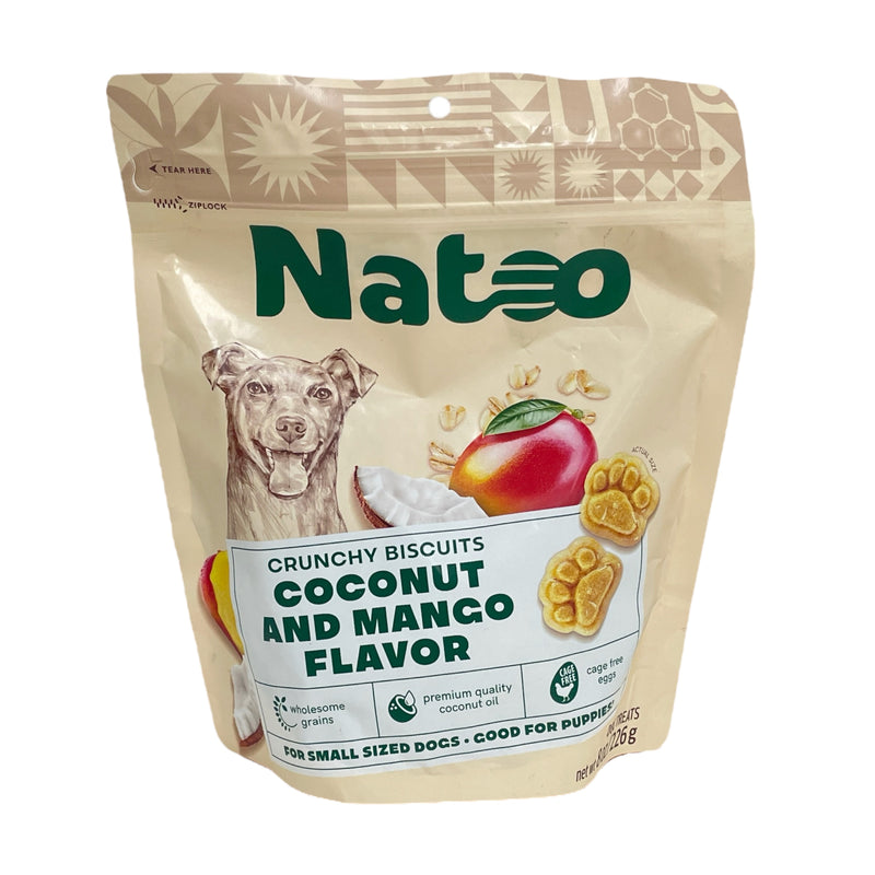 Natoo Crunchy Dog Treat Biscuits 8 oz. Bag For Small Sized Dogs / Puppies