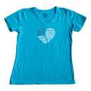 Life is Good Crusher Tee Womens American Flag Heart Short Sleeve T-Shirt