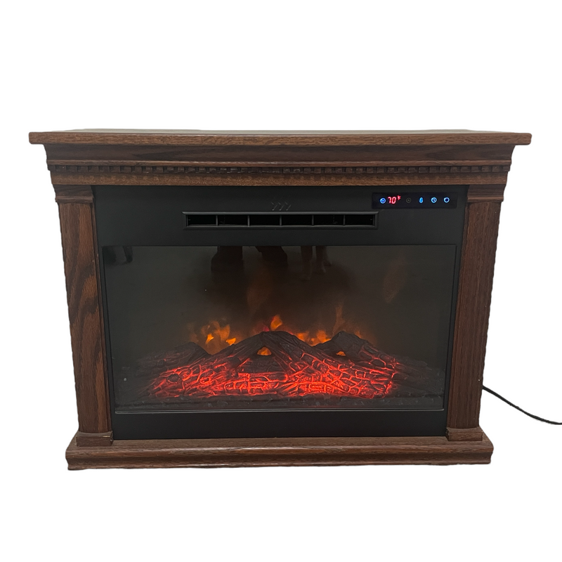 Heat Surge Touchscreen Control Wood Trim Rolling Space Heater Electric Fireplace S8