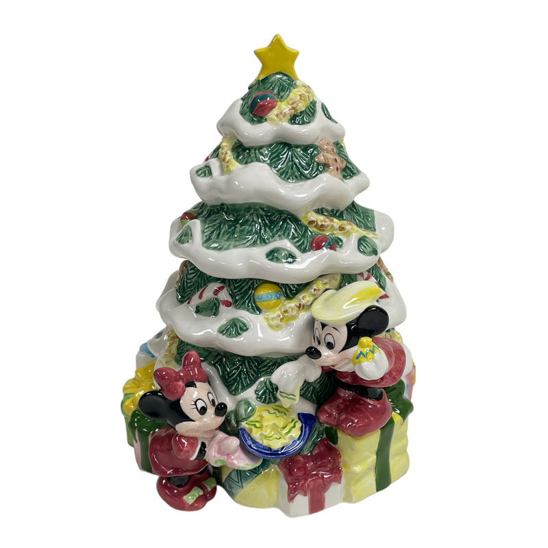 Disney Store Santas Workshop Holiday Christmas Tree Mickey Minnie 10" Cookie Jar