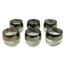 (6) Glass Silver Mirrored Rim Vintage 8 oz Glass Whiskey Cocktail Lowball Tumblers