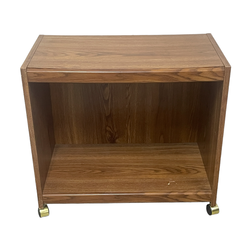 Standard Replicated Brown Wood Rolling Storage TV Stand