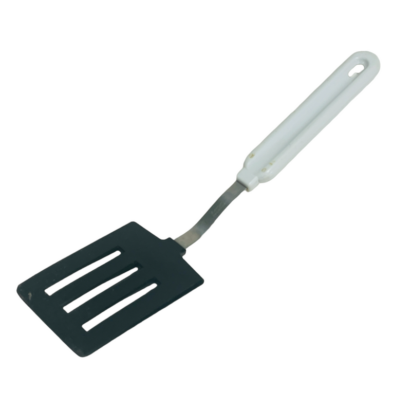 Robinson Stainless Steel Nylon White Handle Slotted Black Spatula